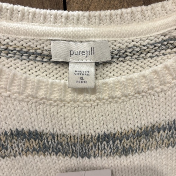 NWT J Jill Sweater XL Beach Relaxed Fit White Green Tan - Picture 6 of 12